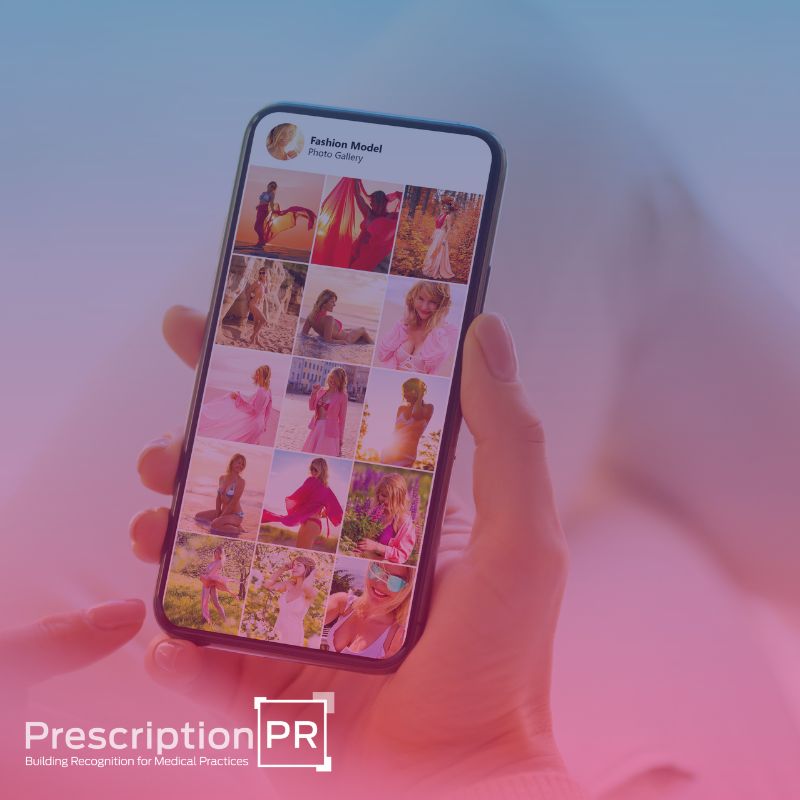 A person holding up a smartphone with the text prescription pr, while avoiding common mistakes.