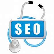 A blue stethoscope with the word seo.