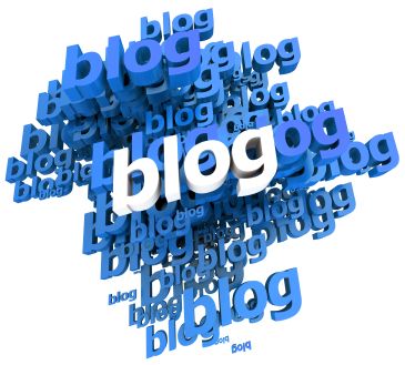 A word cloud featuring the term "blog" in blue.