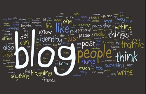 A word cloud highlighting the significance of blogging.