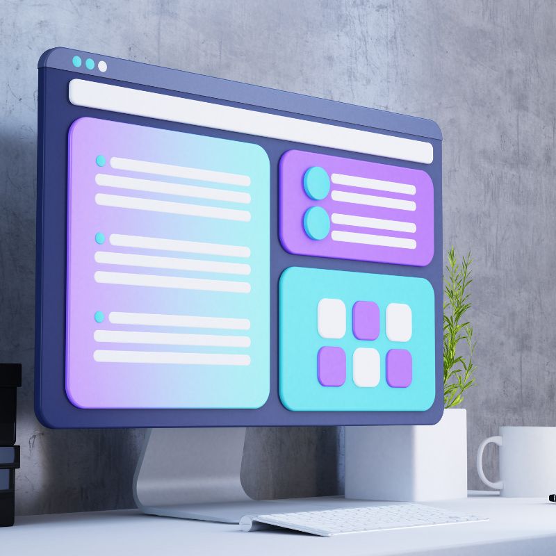 A computer screen displaying a blue and purple screen, ideal for creating a website or exploring healthcare marketing in New York.