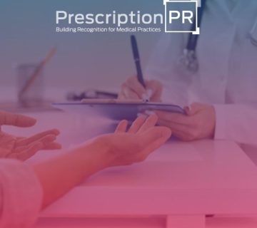 A woman, specializing as a Physician Liaison, is holding a tablet displaying the words "prescription pr," aiming to help doctors 